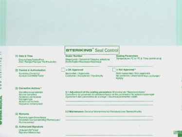 Arkusze kontroli zgrzewu W.SC 250 opakowań papierowo-foliowych